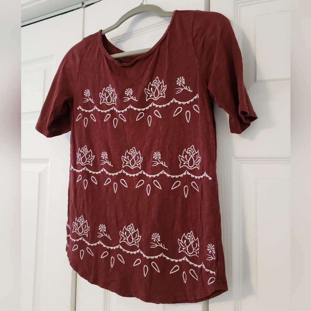 LOFT Outlet Short Sleeve Maroon Top, Size XS